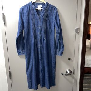 Women's National Denim Jean Dress. Size  Medium Button Up Roll Up Sleeves